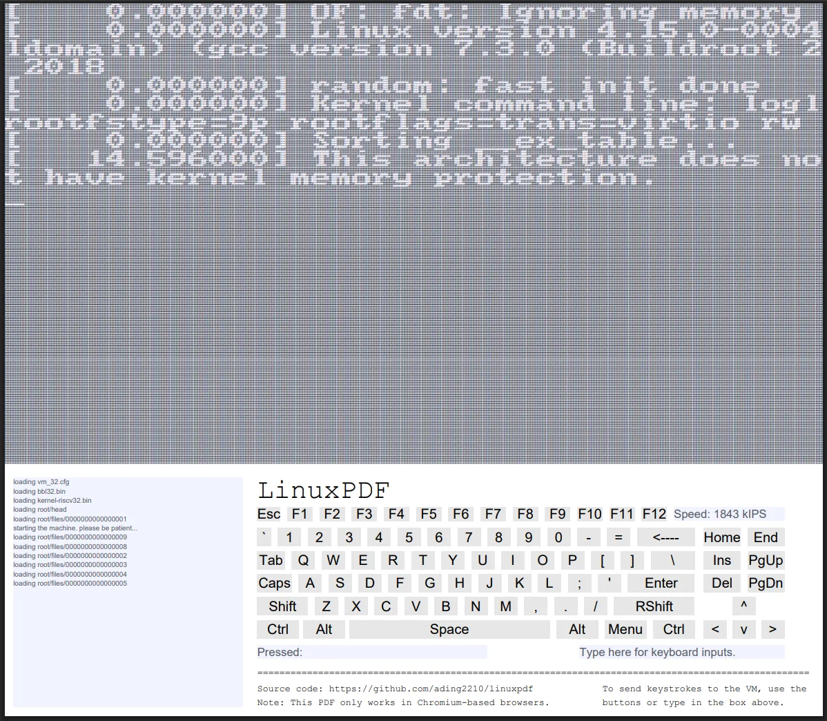 PDF içinde çalışan Linux terminali